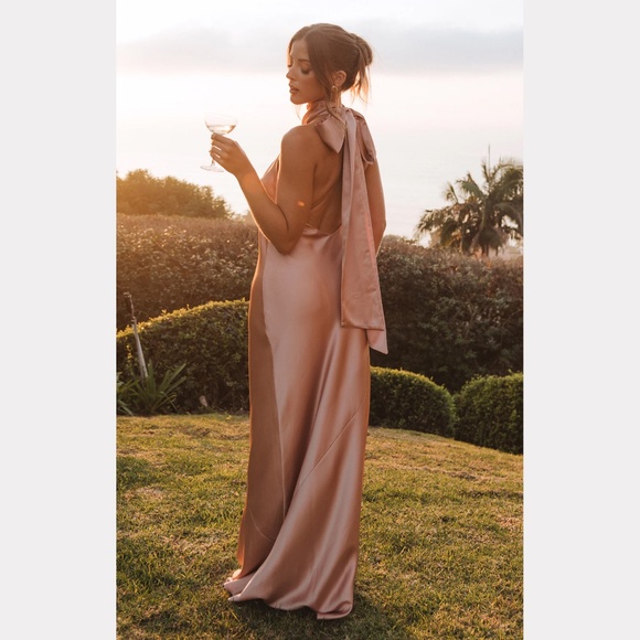 Show Me Your MuMu Lisa Maxi Dress Rose Gold M - Picture 5 of 6